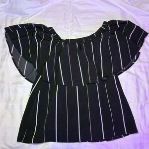 Black and White Striped Women's Top